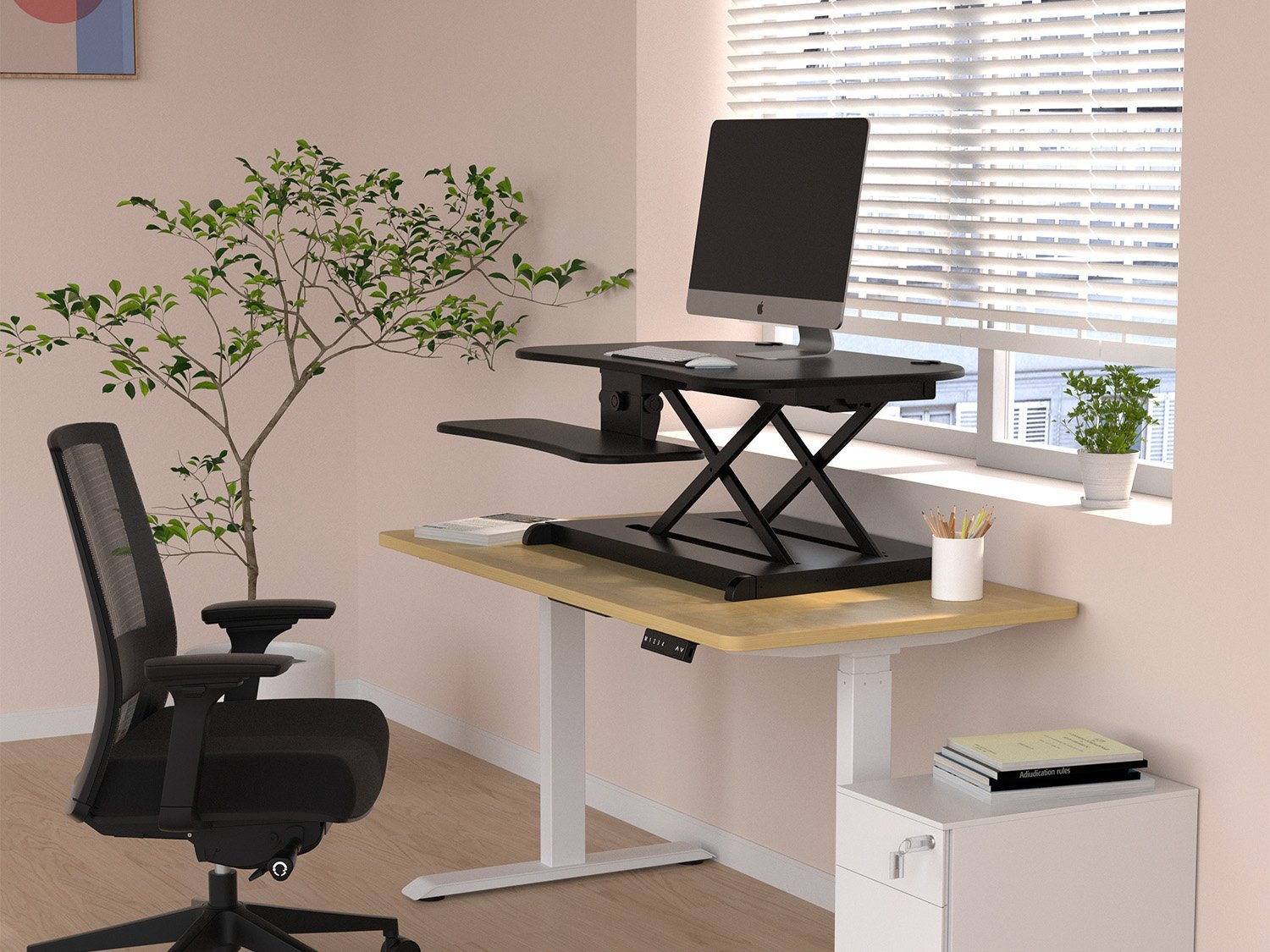 Electric Desk Converter with Monitor Mount