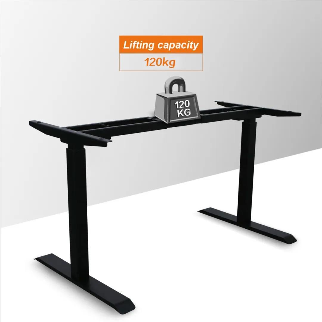 The maximum load bearing capacity of a dual motor standing desk frame is 120kg