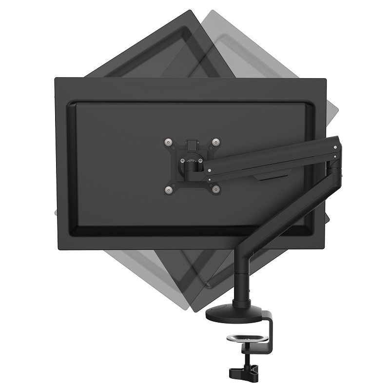 black single monitor mount with black monitor